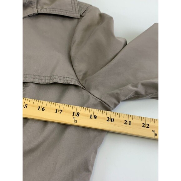 Ted Baker Ruffle Trench Coat Belted Jacket Button Collared Gray Cotton Womens 4 - Picture 13 of 15